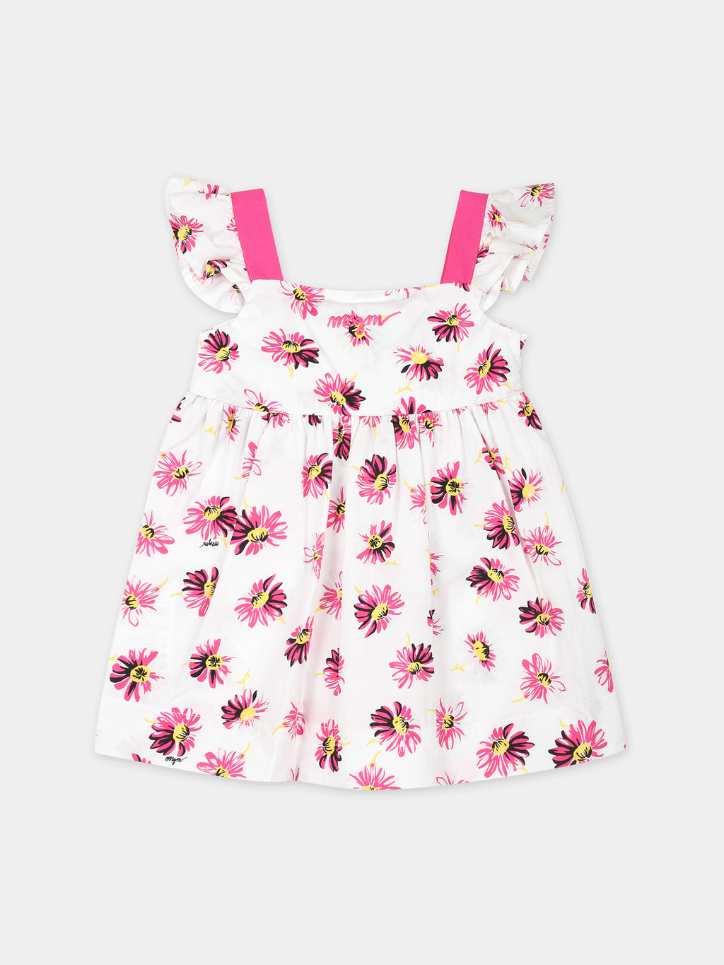 White dress for baby girl with flowers print